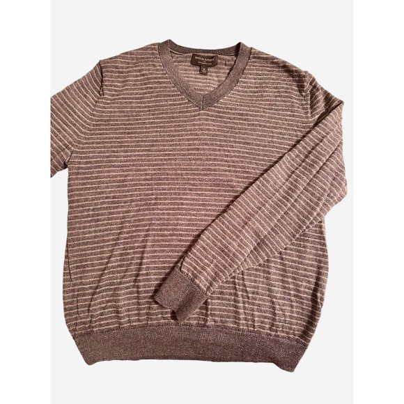 Banana Republic Men's 100% Merino Wool Brown Striped Sweater Size Medium #F1-4 - Picture 6 of 6